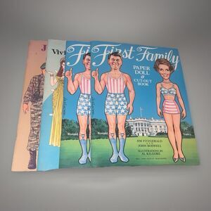 Vintage Paper Doll Books Lot Tom Tierney John Wayne Vivien Leigh First Family